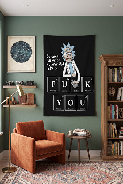 Milura Rick and Morty Duvar Örtüsü – Modern Dekoratif Kaliteli Kumaş Tapestry...