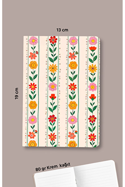 Dava Adamı Yayınları Rânâ - Flower Collage - Bag Size Striped Notebook