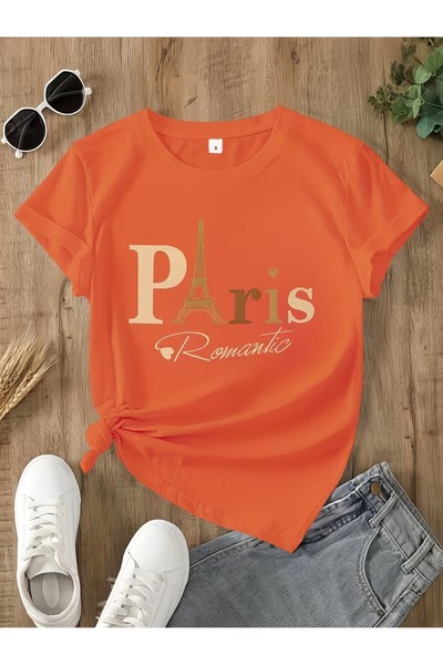 PAVRO تيشيرت مريح للجنسين بطباعة مختلطة