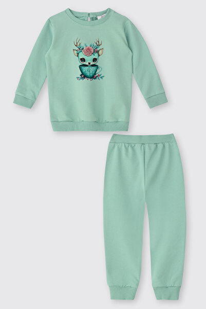 Panço Baby Girl Mint Tracksuit Set