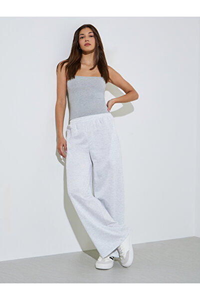 Styli Grey Wide Leg Pants with Elastic Waistband