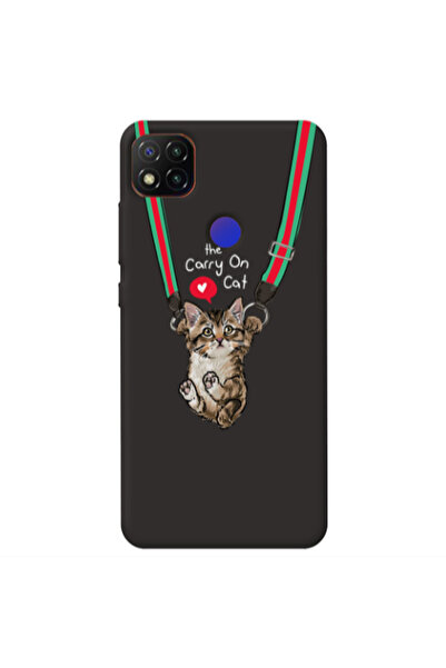 Other Xiaomi Redmi 9c Swinging cat Black Colored Silicone TPU Θήκη