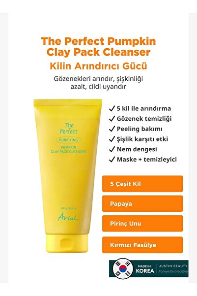 Ariul The Perfect Pumpkin Clay Pack Cleanser 200g - Purifying Clay Cleanser w...