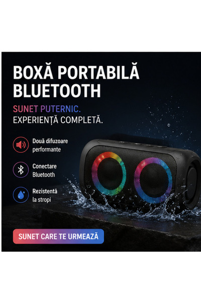 OEM Boxă Portabilă Charge 5, Bluetooth 5.0, 5W, RGB, IPX6, USB/TF/AUX/FM