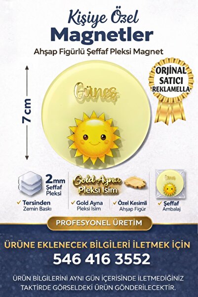 reklamella Güneş Temalı Figürlü Yuvarlak Doğum Günü Magneti Organizasyon Part...