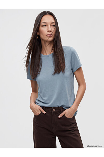 LC Waikiki Lcw Everyday Blue Crew Neck Soft Touch Women's T-Shirt