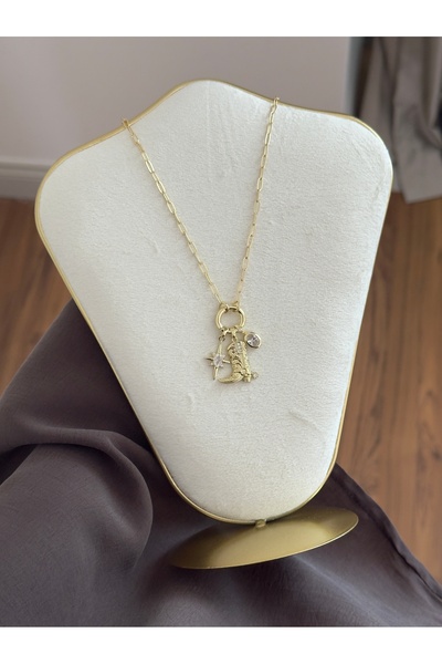 kems jewels Kovboy Detaylı Charm Model Çelik Kolye