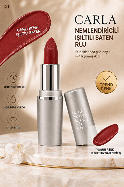 Carla Professional Make Up أحمر شفاه مرطب بلمسة نهائية من الساتان اللامع – أح...