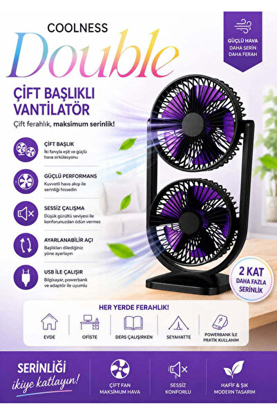 Arvonx SPRAY DOUBLE FAN Şarjlı Buharlı Serinletici Fan Rgb Işıklı Çift Pervan...