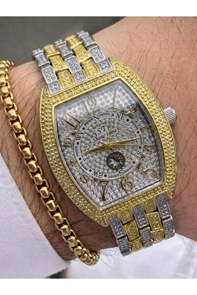 Ferronucci Men's Stone Embellished Steel Wristwatch |   Luxury Quartz Men's W...
