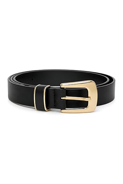 SHAKA Black Shk3007 Women's Gold Bridge Buckle Strap Gold Detailed Thin Faux ...