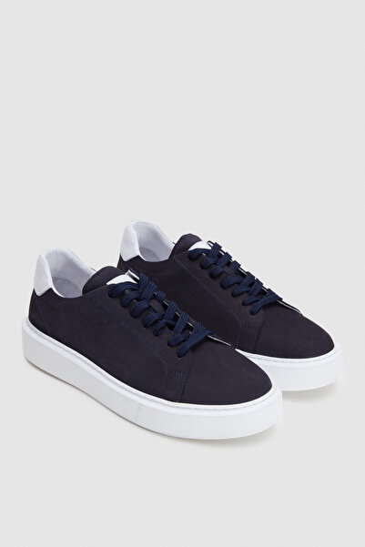 Damat Lacivert Hakiki Süet Sneaker Ayakkabı