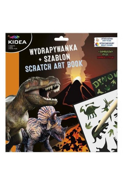 Derform Carte de colorat Dinosaurs, Kidea, Carton/Hartie, Cu sablon, Multicolor