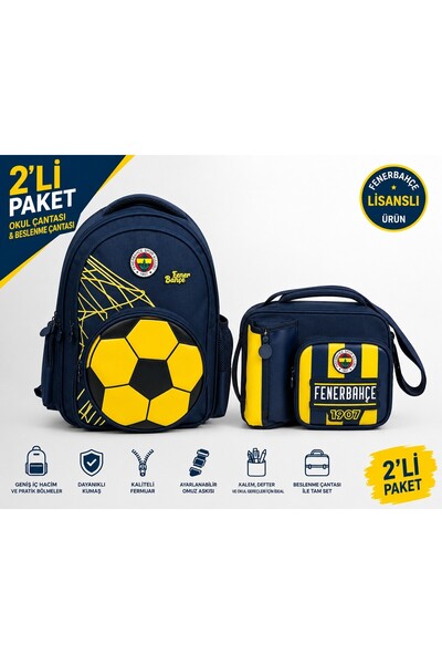 Fenerbahçe Fenerbah çe Lisanslı 3D Suni Deri Detaylı Okul Çantası 26784+ Besl...