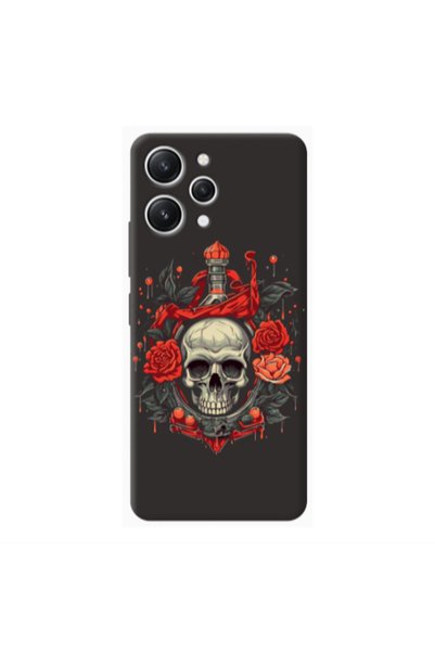 Other Xiaomi Redmi 12 Flower head Black Colored Silicone TPU Θήκη