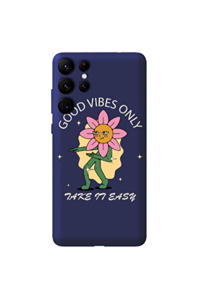 Other Samsung S22 Ultra Good Vibes Only Dark blue Colored Silicone TPU Θήκη