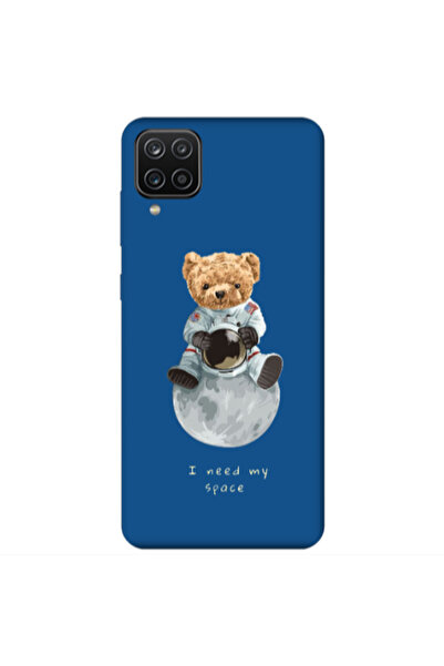 Other Samsung A12 Bear in space Blue Colored Silicone TPU Θήκη