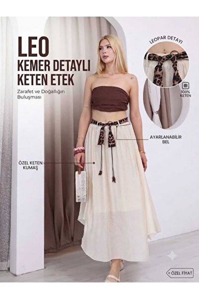 Volans Moda 7254 Modal Leo Belt Detail Skirt