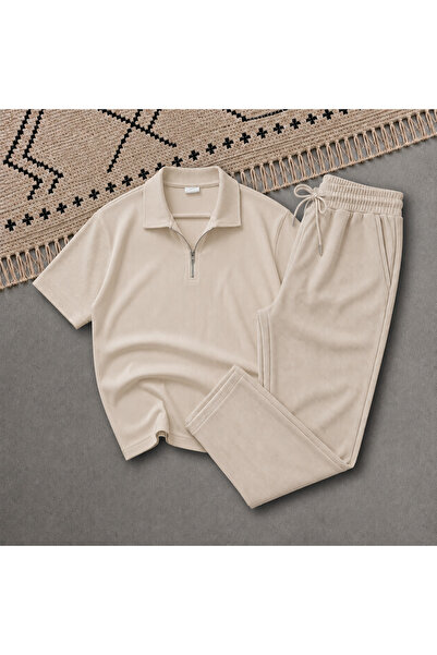 NewCabin New Season Premium Fabric Ribbed Ottoman Summer Zippered T-Shirt and...