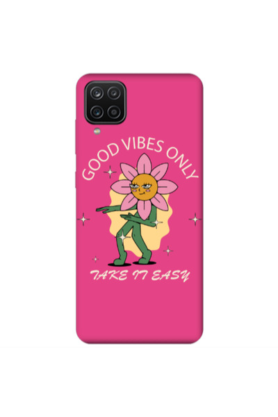 Other Samsung A12 Good Vibes Only Fuchsia Colored Silicone TPU Θήκη