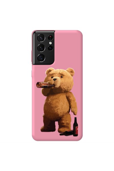 Other Samsung S21 Ultra Beer Time Pink Colored Silicone TPU Θήκη