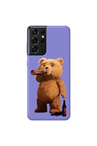 Other Samsung S21 Ultra Beer Time Purple Colored Silicone TPU Θήκη