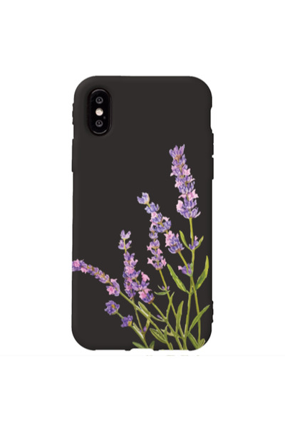 Other Apple iPhone Xs Max Flowers 8 Black Colored Silicone TPU Θήκη
