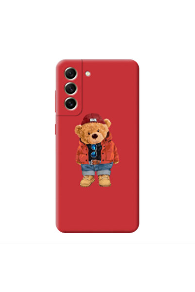 Other Samsung S21 Bear in a hat Red Colored Silicone TPU Θήκη