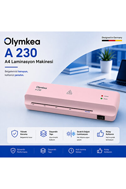 Olymkea A230 A4 Laminasyon Makinası&12 Adet PVC Hediyeli