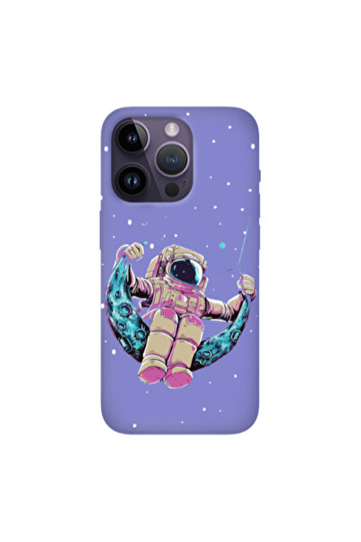 Other Apple iPhone 14 Pro Astronaut swinging on the moon Purple Colored Silic...