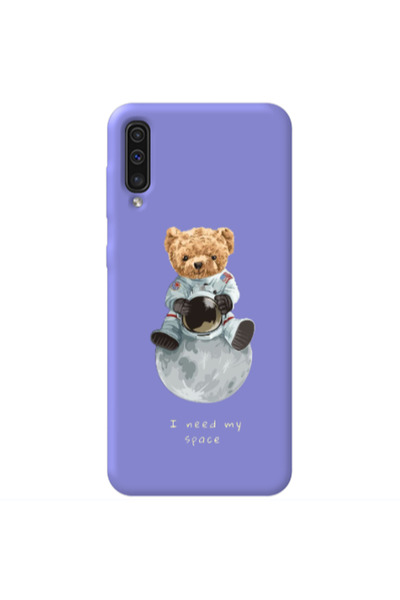 Other Samsung A70 Bear in space Purple Colored Silicone TPU Θήκη