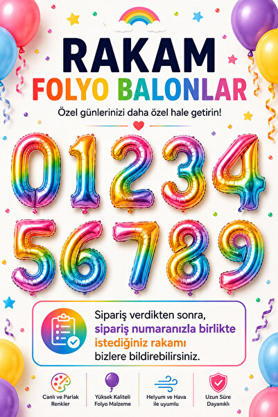 76 cm Rakam Folyo Balon Büyük Boy Yaş Balonu