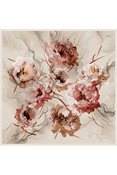 Levidor Milky Coffee Wave Pattern Sura Silk Scarf