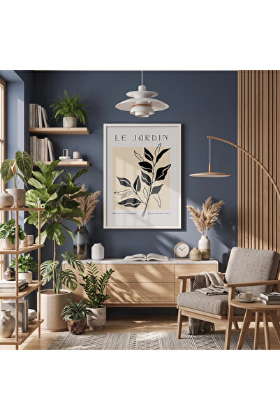 KOLAJTASARIM Μινιμαλιστικός καμβάς Jardin Branch με λευκό ξύλινο πλαίσιο Διακ...