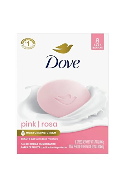 Dove Set de 8 x Săpun PINK 3 în 1 roz, 1/4 cremă hidratantă, 90 gr