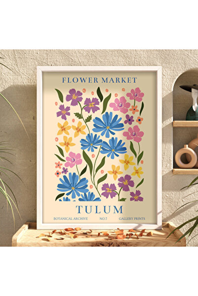 KOLAJTASARIM Tablou cu rama din lemn alb de la Flower Market, Accesorii boeme...