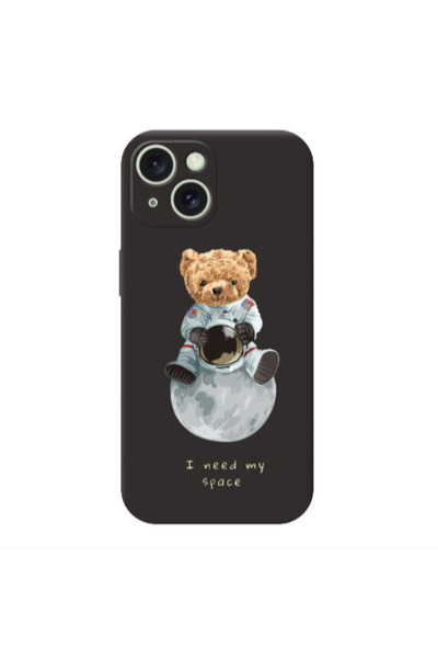 Other Apple iPhone 15 Plus Bear in space Black Colored Silicone TPU Θήκη
