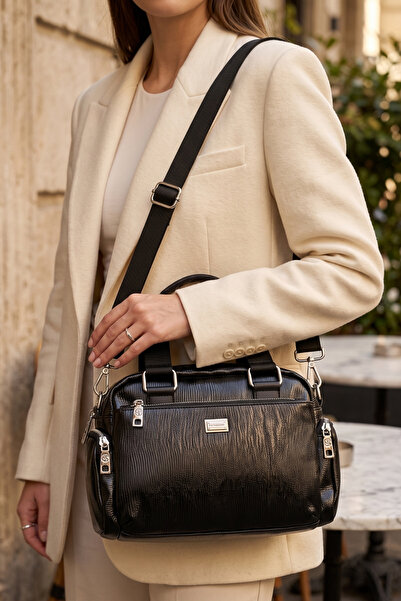 Sanmorris Sn 1422 Women's Shoulder Bag Handbag Crossbody Bag Laser Black