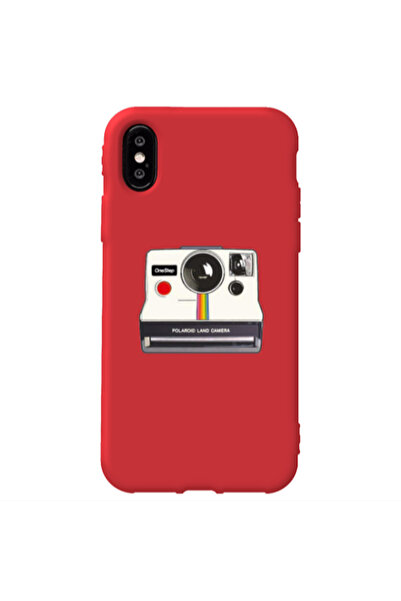 Other Apple iPhone Xs Polaroid land camera Red Colored Silicone TPU Θήκη