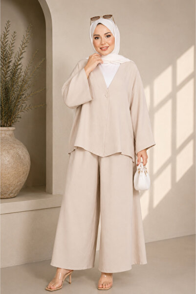 ASTEMİA Women's Kimono Comfortable Fit Summer Aerobin Hijab Set Sb0047