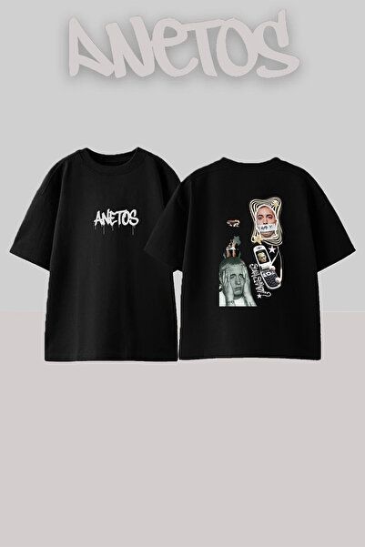 Anetos Μπλουζάκι Eminem SlimShady_4 με στάμπα σχεδίου, Unisex, Oversize, Μαύρο