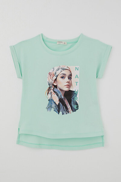 Breeze Tricou cu mânecă scurtă pentru fete, cu tematică natură și figură de f...
