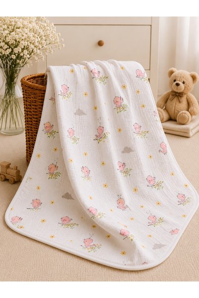 Ayd Home 100% Cotton Muslin Baby Blanket 80X80 cm Multi-Purpose Swaddle Blanket