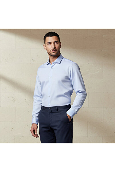 FAV Men Regular Fit Collared Textured Long Sleeve Shirt