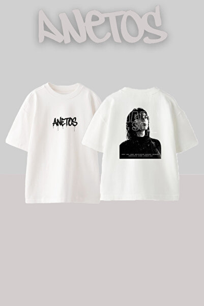 Anetos تي شيرت أبيض كبير الحجم مطبوع بتصميم Billie Eilish_30 للجنسين
