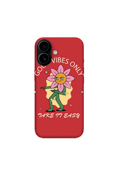 Other Apple Iphone 16 plus Good Vibes Only Red Colored Silicone TPU Θήκη