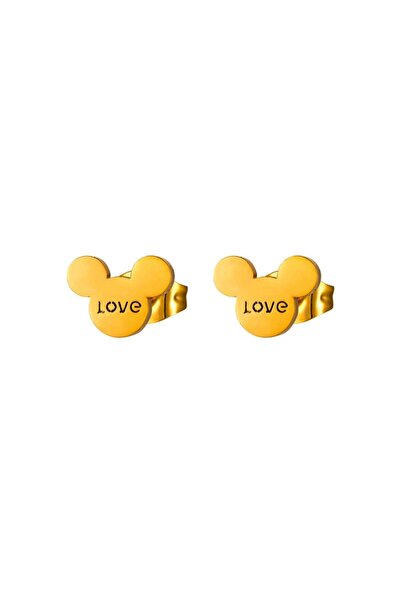 IMMACULATI Mickey - cercei tip știft din oțel inoxidabil, placați cu aur de 1...