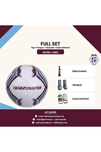 Trabzonspor Lisanslı Lines 5 Numara Futbol Topu + Pompa + Tekmelik + Eldiven ...