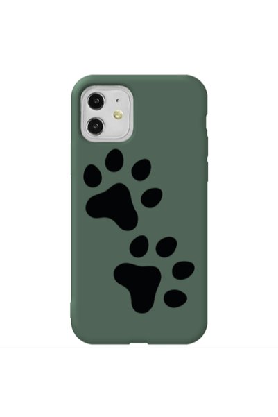 Other Apple iPhone 11 Paws Dark Green Colored Silicone TPU Θήκη