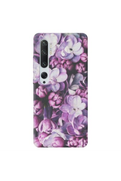 Other Xiaomi Mi Note 10 Purple Flowers Transparent Silicone TPU Θήκη